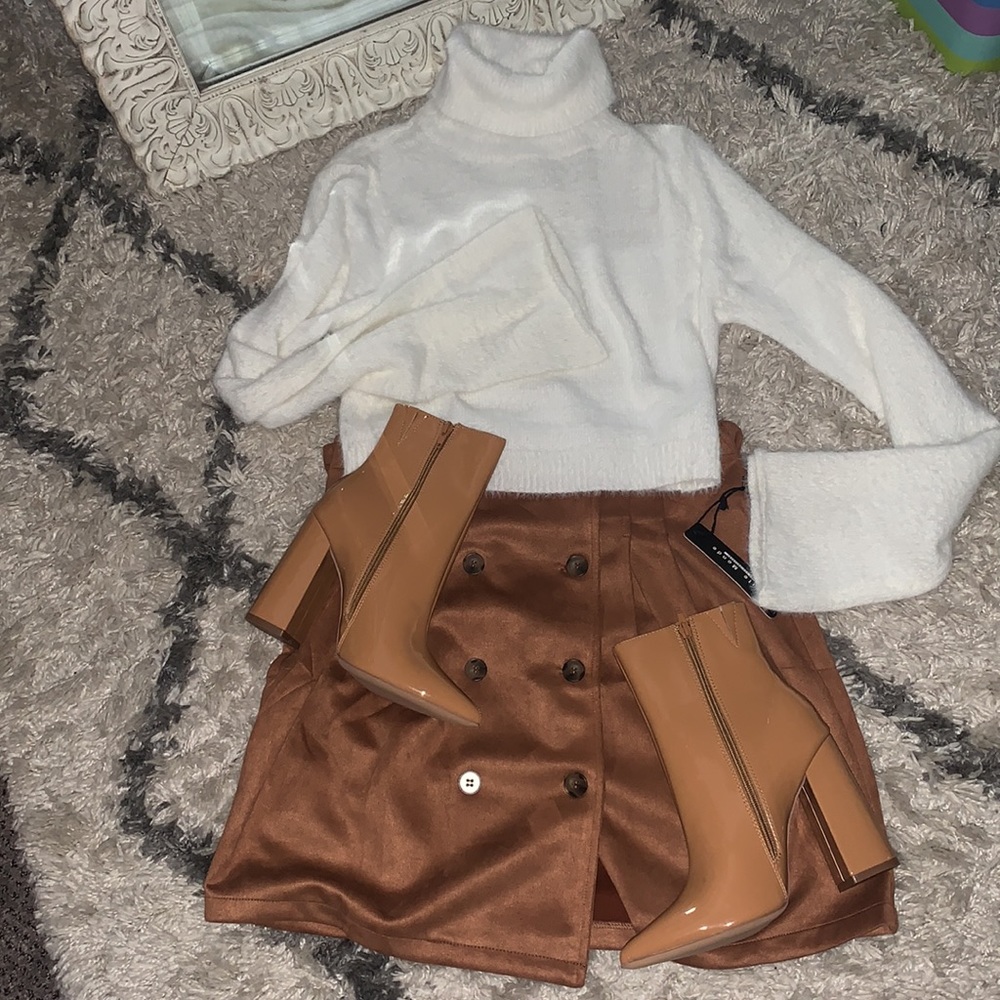Burt orange faux suede skirt **SKIRT ONLY**